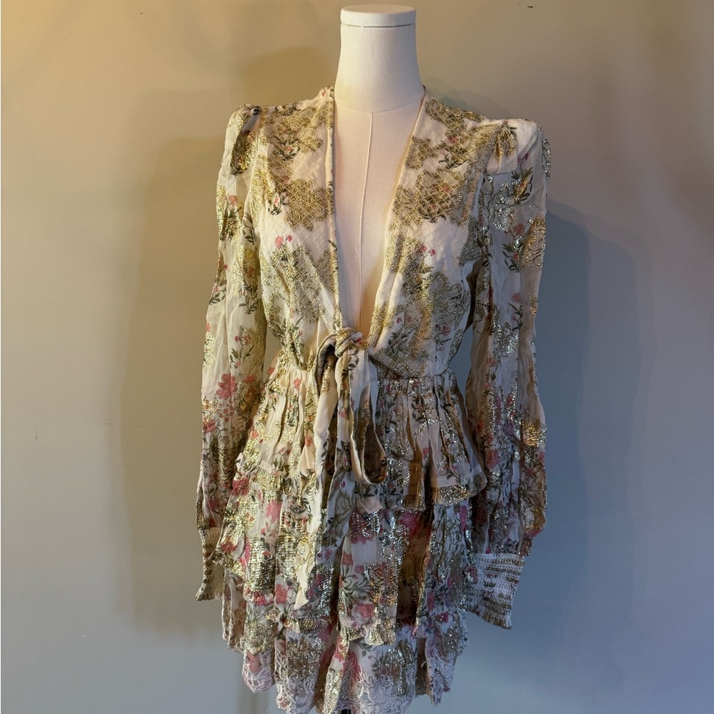 HEMANT & NANDITA Floral Ruffle Dress